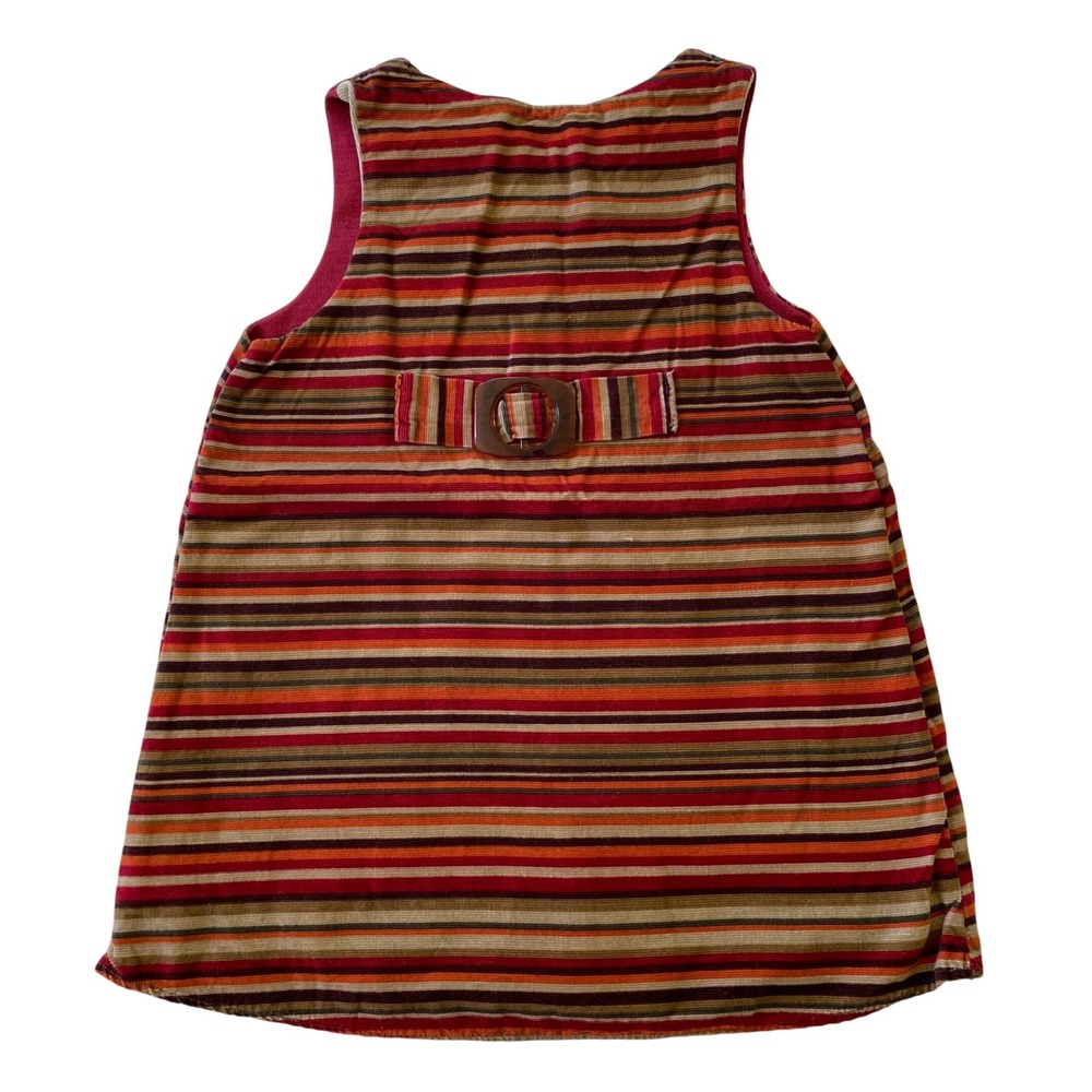 Handmade Corduroy Jumper‎ Dress Girls 4T Red Multi Stripe Retro Mod Boho Toddler